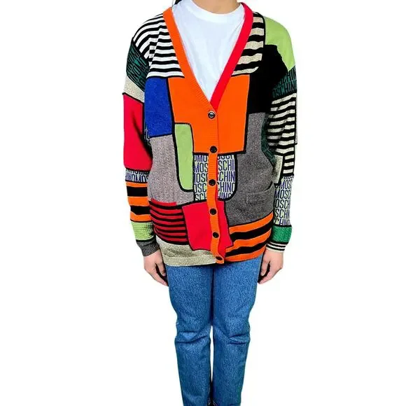 Moschino Couture Jeremy Scott US 6 Patchwork Wool Cardigan Sweater - Picture 3 of 14